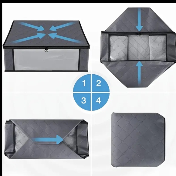 Foldable Gray Transparent Zipper Storage Organizer - Picture 6 of 7